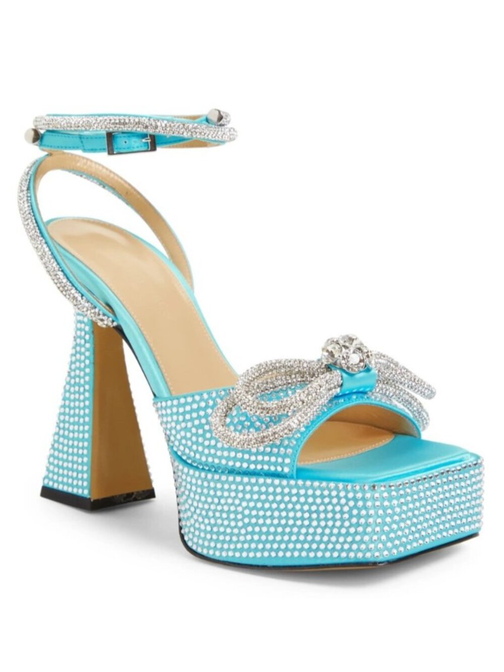 Mach & Mach Women's Crystal Double Bow Platform Heels Sandals Size 37.5 / US 7.5